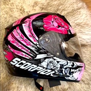 Scorpion Women's Pink and Black Helmet